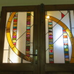 double porte
en vitrail moderne vitrail contemporain au plomb