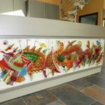 bas-relief de verre
pour un comptoir